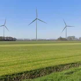 Fotomontage drie windmolens bij Papenslagweg, Exel